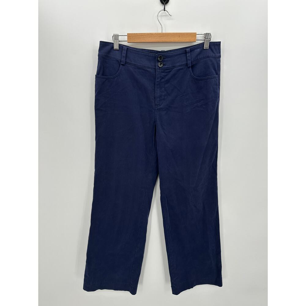 Soft Surroundings Womens Blue Wide Leg Pants Size 10 Stretch High Waisted Casual